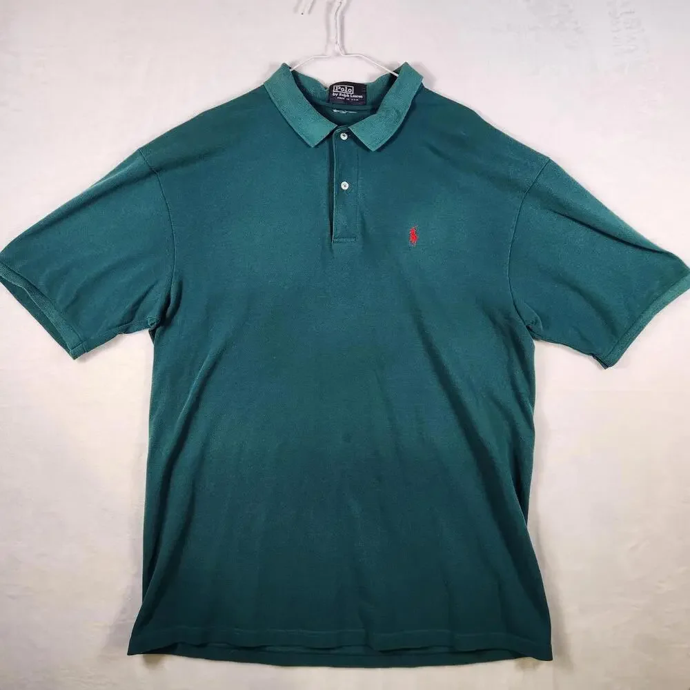 Polo by Ralph Lauren‎ Collared Short Sleeve Polo Shirt Adult Mens Size L Green